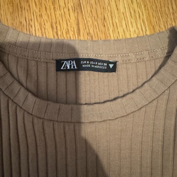 Zara Tan Ribbed Dress bodycon dress - Picture 4 of 4